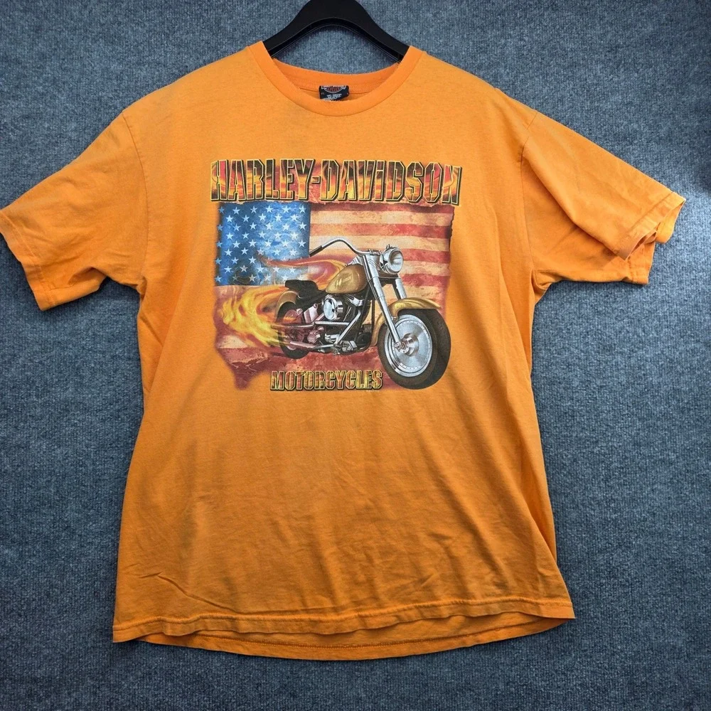 Harley-Davidson‎ Naples Florida Orange Graphic T-Shirt Mens XL Biker Americana